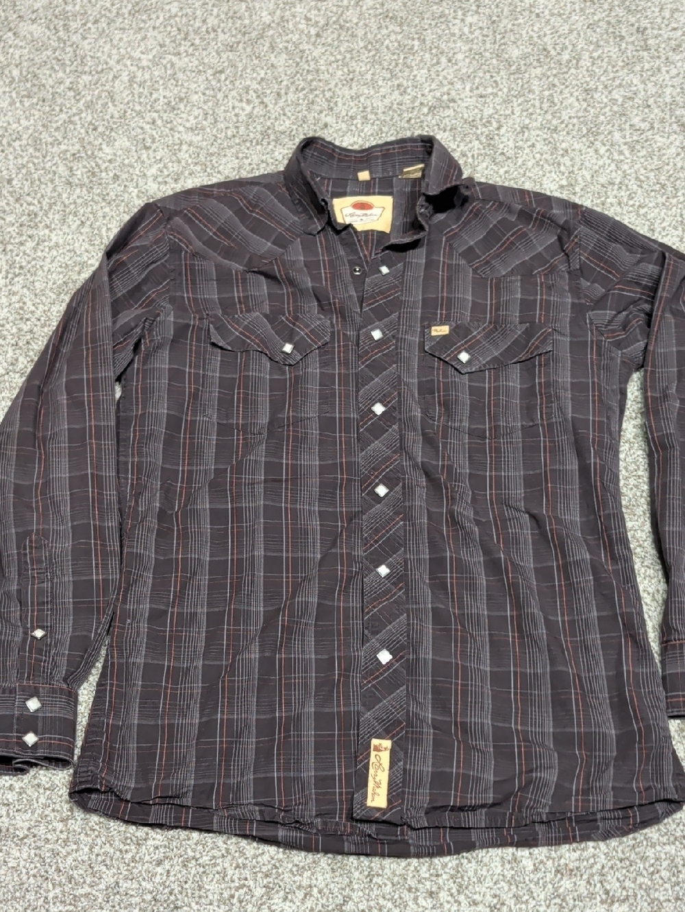 Men's Larry Mahan Cowboy Collection Plaid Western Snap Shirt Size M
